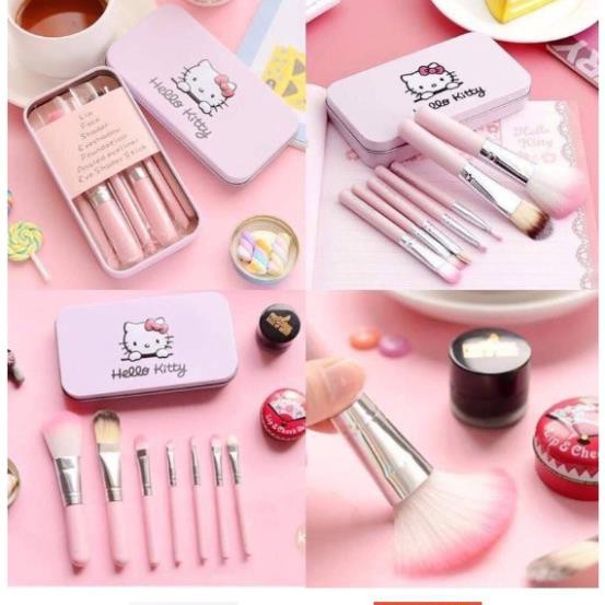 Set cọ trang điểm Kitty 7 món kèm hộp nhôm