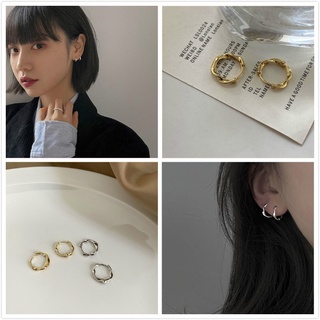 Bông tai khoen móc mini hình tròn xoắn siêu sang trọng thời trang Hàn Quốc cho nữ