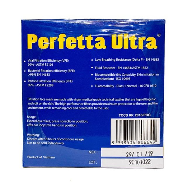 Khẩu trang Perfetta Ultra 4 lớp ( hiếm )