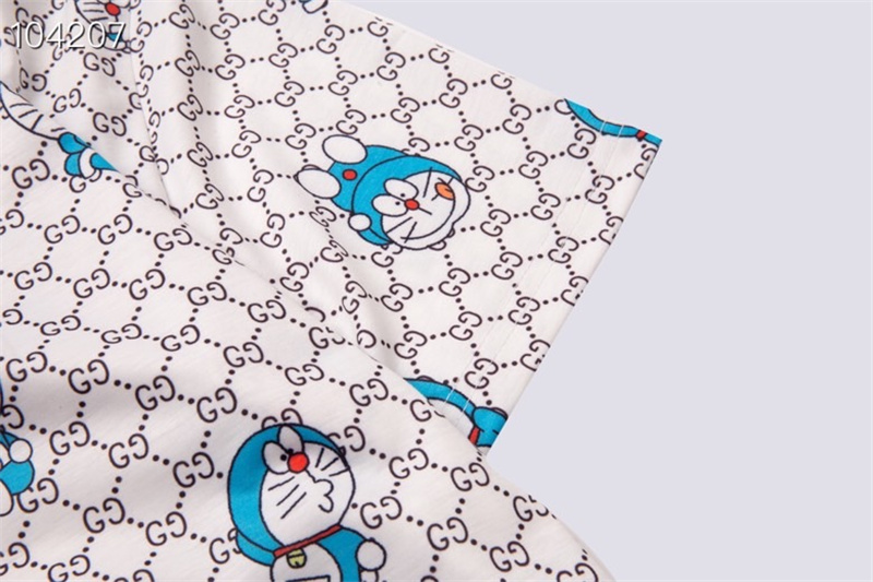 GUCCI full print Doraemon Fashion casual round neck cotton couple short-sleeved T-shirt 2325#