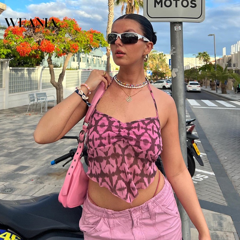 Áo Croptop Hai Dây In Họa Tiết Thời Trang Mùa Hè Cho Nữ