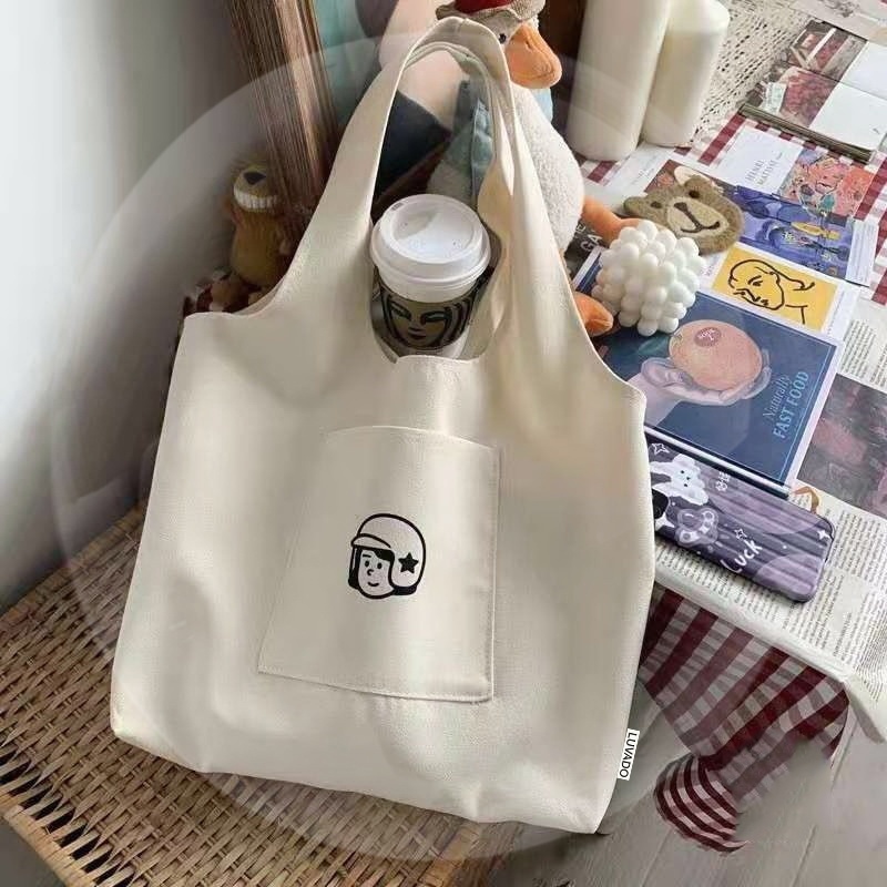 Túi tote vải canvas đeo chéo đi học giá rẻ LOTSTORE TX788