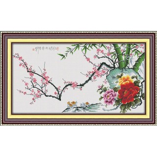 Tranh Thêu Chữ Thập Cành Đào RY2079 (KHÁCH TỰ THÊU) KT:91X51CM