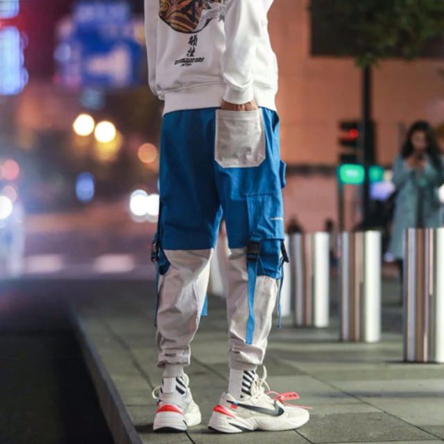 Quần kaki túi hộp phối thời trang đường phố Nam Nữ