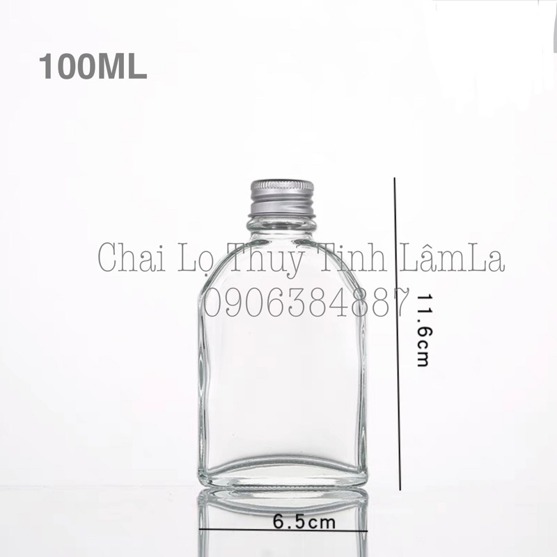 Chai Thuỷ Tinh Dẹp Vai Bầu Nắp Nhôm 100ml 200ml 250ml