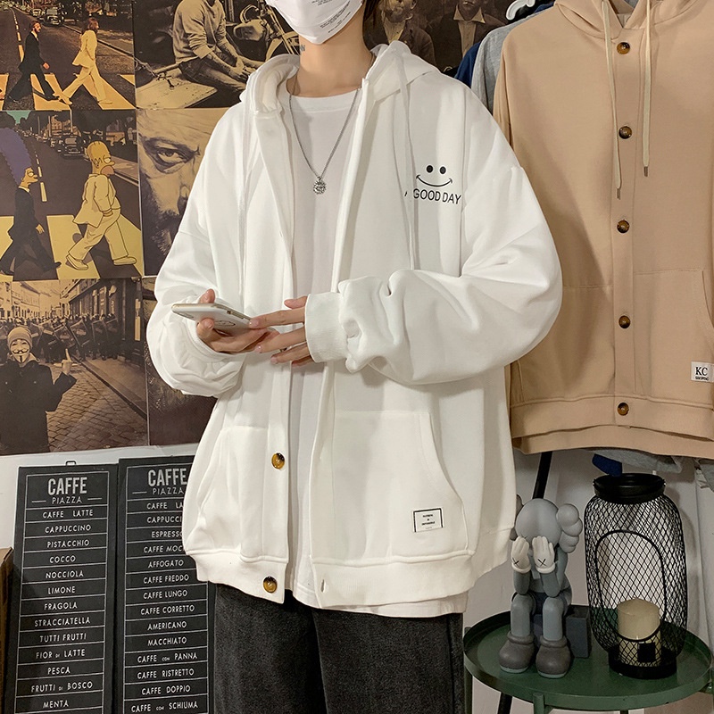 Áo khoác nỉ hoodie cài khuy A GOOD DAY form rộng, vải dày dặn | BigBuy360 - bigbuy360.vn