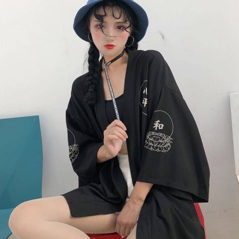 Áo khoác Kimono họa tiết thổ cẩm thời trang dành cho nữ