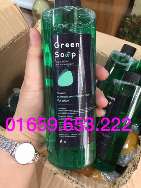 Greensoap đậm đặc 500ml ,vệ sinh hình xăm