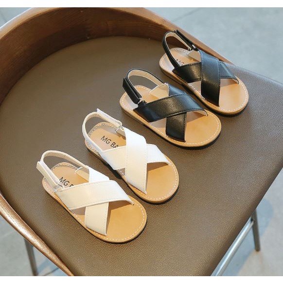Sandal cho bé trai bé gái quai chéo có quai dán da đi học, đi chơi đé chống trượt, siêu mềm (V532)