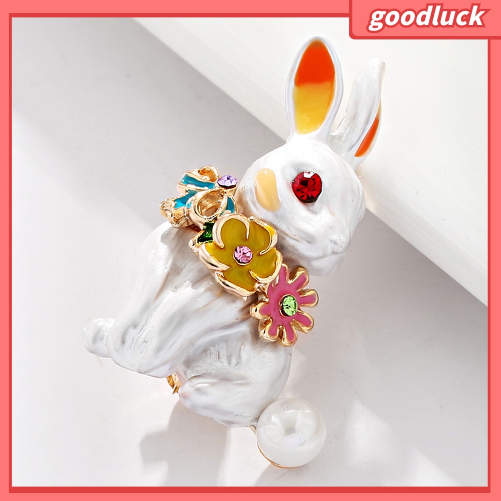 Ghim Cài Áo Hình Thỏ Đính Đá Nhân Tạo Thời Trang Cho Nữ