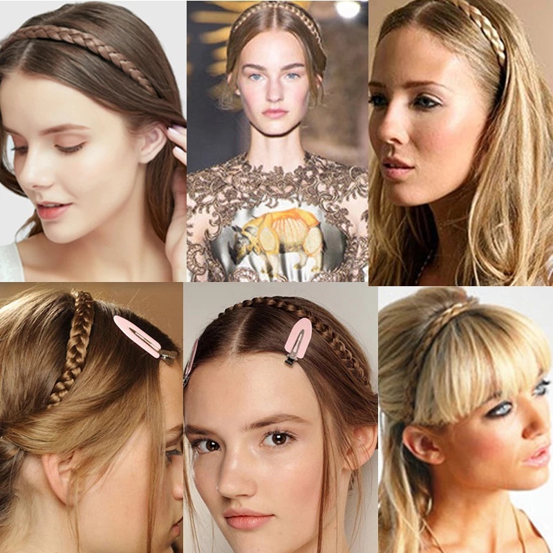 Tóc Giả Ngắn / Cài Tóc Mái Bằng Sợi Tổng Hợp Màu Đen / Nâu Nhạt Dành Cho Nữ