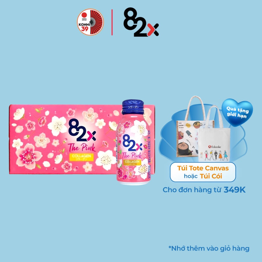 Nước uống Collagen làm đẹp da Nhật Bản 82x The Pink hộp 10 chai x 100ml - Konni39