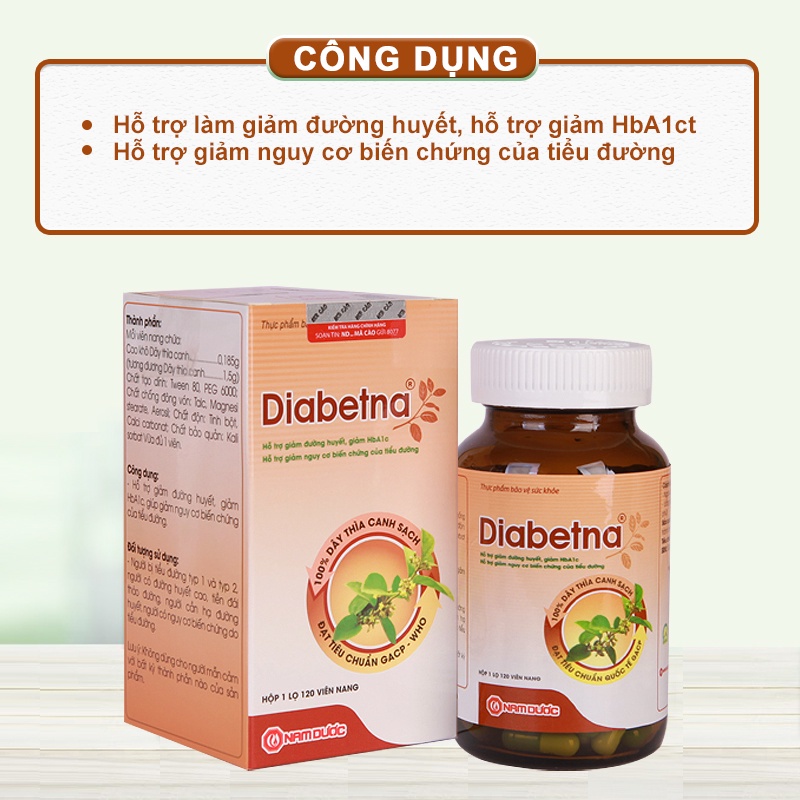 Combo 2 lọ viên uống dây thìa canh Diabetna Ích Nhân dành cho người tiểu đường giúp ổn định đư