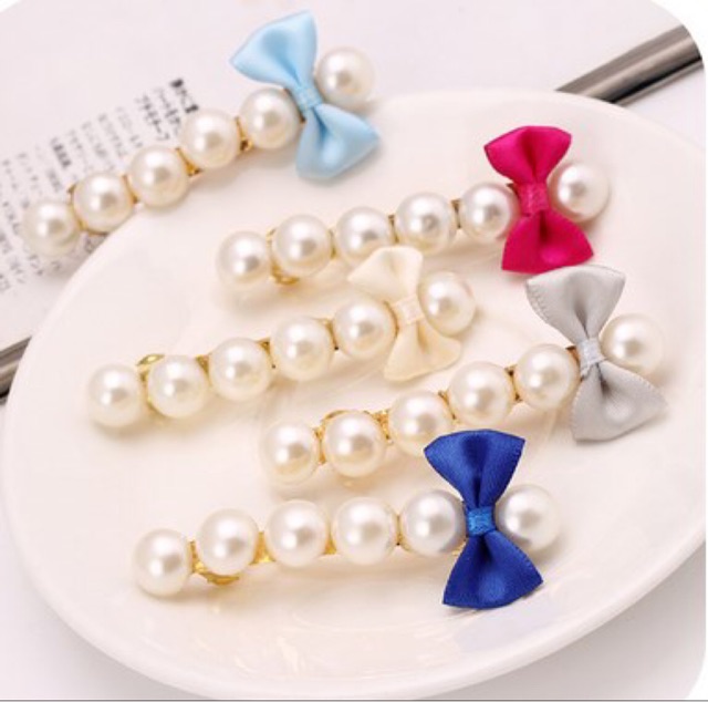 🎀 Set 4 kẹp tóc ngọc trai gắn nơ