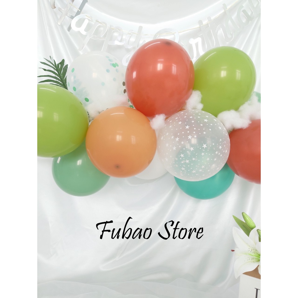 Bong bóng màu lì retro Tông Xuân, Tongxuan, trang trí sinh nhật, phong cách retro tone màu mới Fubao Store