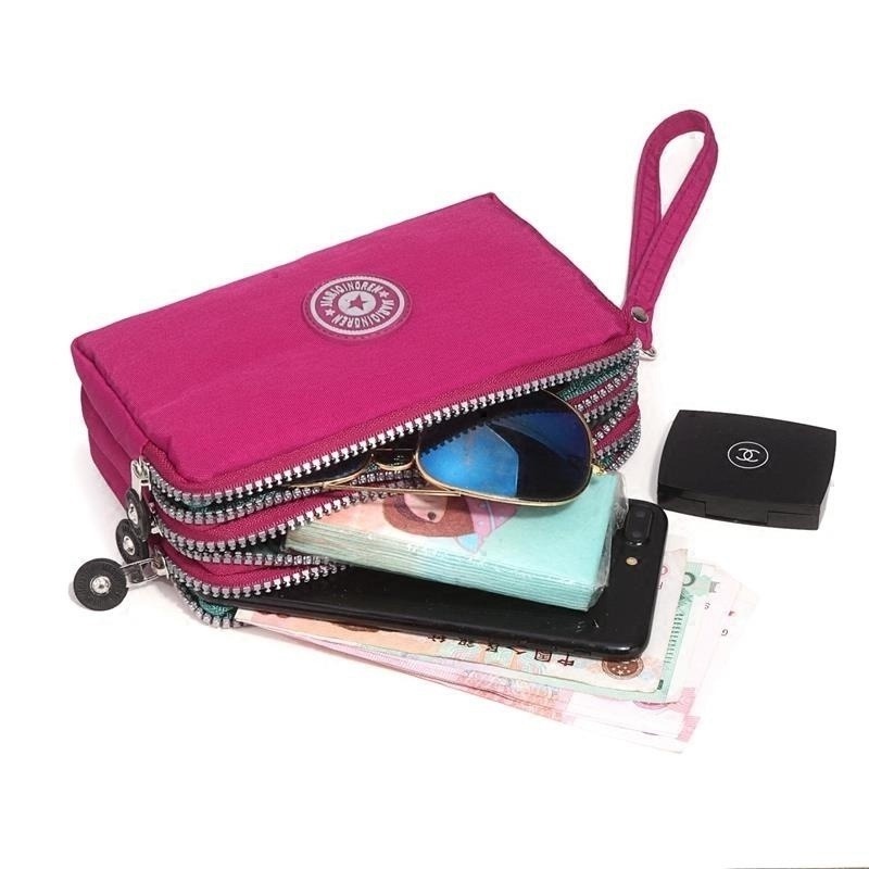 Fashion Women Wallet Credit Card Key Phone Holder Zipper Purses and Handbags Designer Wristlet Waterproof Nylon Clutch Bag Coin Purse