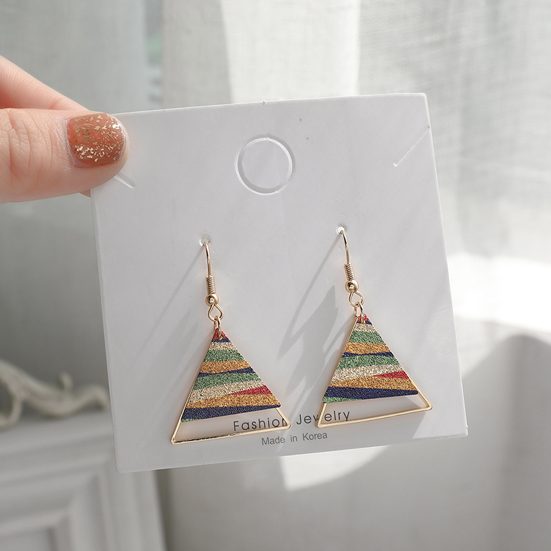New ethnic style printed high-end earrings Korean temperament Korean style holiday earrings simple and flexible