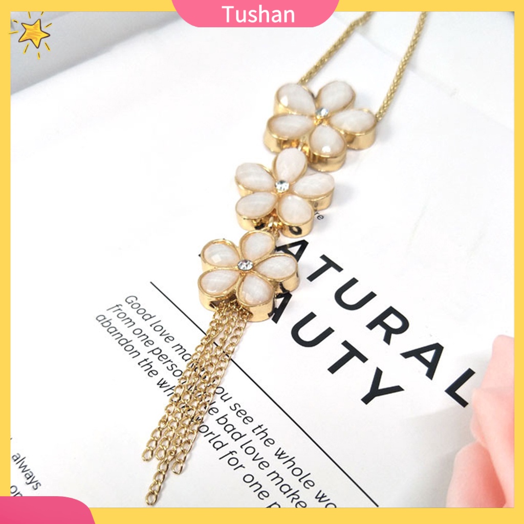 Dây chuyền to bản dài mặt hoa đính đá pha lê phong cách cổ điển cho phái đẹp