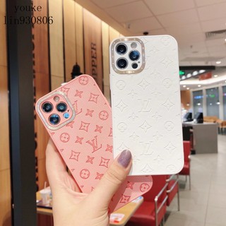Ốp Điện Thoại Da Họa Tiết Dập Nổi LV Sang Trọng Cho iPhone13 12 13Pro 13ProMax 11 XR XS 13
