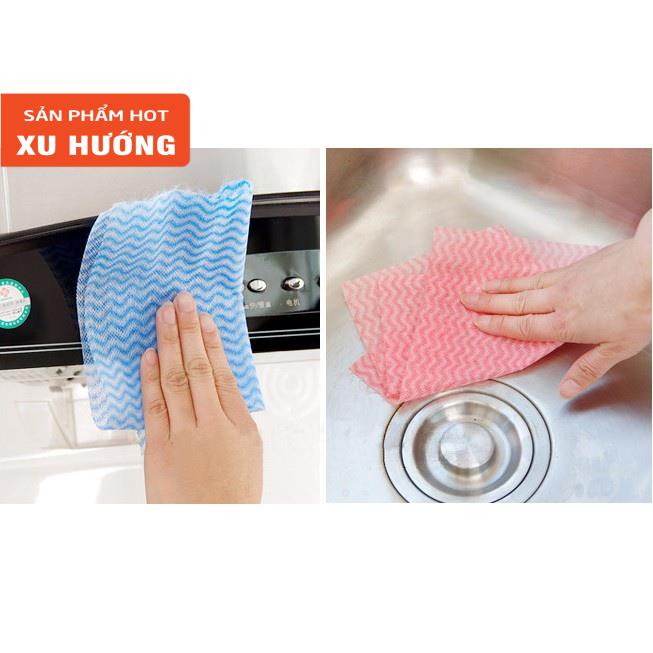 Cuộn khăn giấy vải cotton lau đa năng tiện dụng 50 tờ hoạ tiết nhiều màu có thể giặt được- Glow Asia