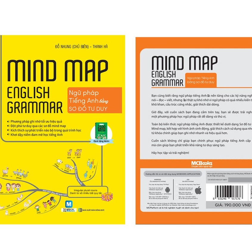 Sách - Mindmap English Grammar - Ngữ Pháp Tiếng Anh Bằng Sơ Đồ Tư Duy Tặng kèm eBooks hach não 2500 từ vựng tiếng anh