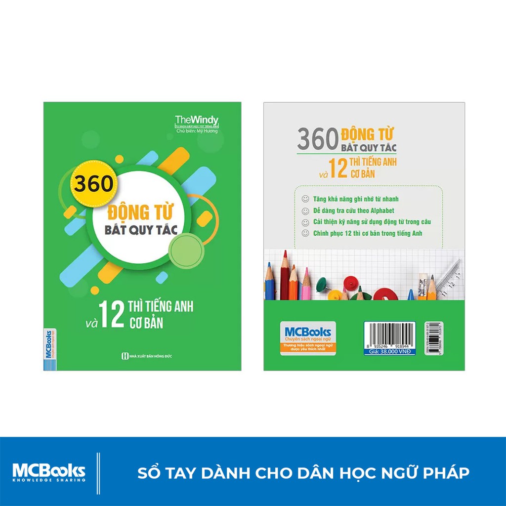 Sách - 360 Động Từ Bất Quy Tắc Và 12 Thì Cơ Bản Trong Tiếng Anh Bản Khổ Nhỏ Cho Người Học Cơ Bản - Học Kèm App Online