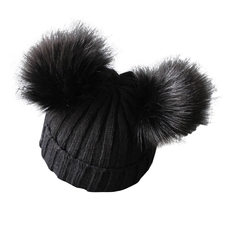 Mũ Len Trùm Đầu Đính Quả Bông Dễ Thương Cho Bé