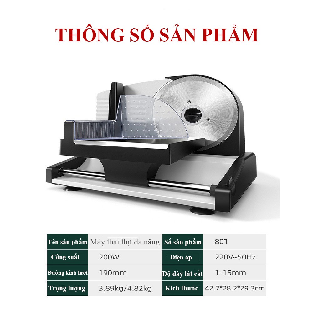 Máy cắt thit, Máy thái thịt đông lạnh, rau củ, thực phẩm - Nhỏ gọn - Dễ sử dụng - Bền bỉ - Công suất 150W (1634SP)