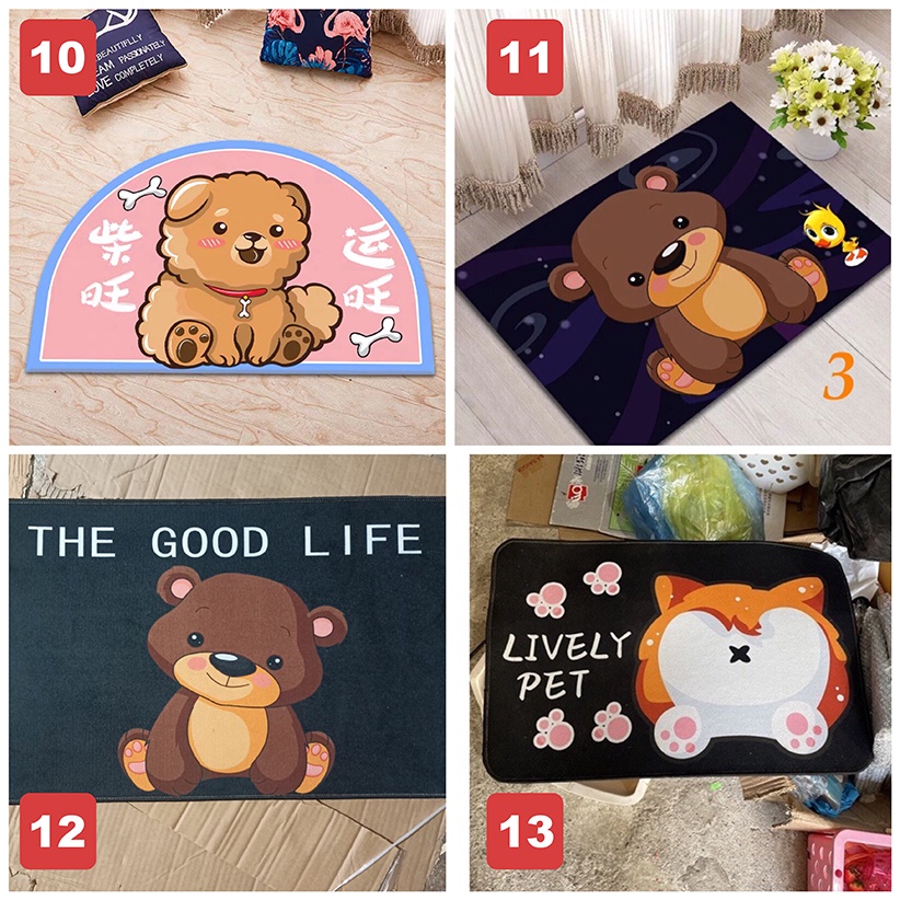 Thảm chùi chân chống trượt cute hình thú 3d