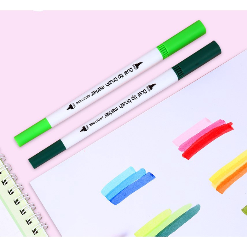 Bộ set 12 24 36 48 màu bút viết calligraphy luyện viết siêu đẹp , bút brush nhiều màu MONABOOK