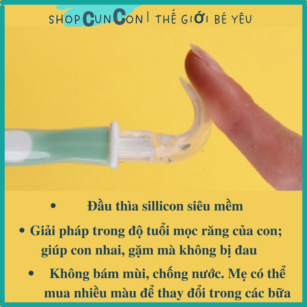 Thìa sillicon siêu mềm hình gấu dễ thương cho bé bắt đầu ăn dặm, thìa sillicon ăn dặm, muỗng ăn cho bé