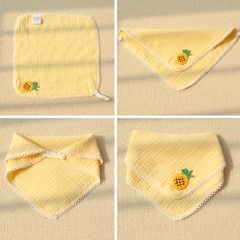 Khăn Yếm Tam Giác KT 25*25cm Vải  Muslin Cao Cấp 2in1 Họa Tiết Hoa Quả Đáng Yêu Babibu