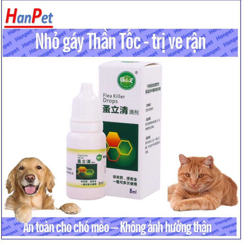 HN- (1 ống nhỏ rận) Nhỏ Gáy Trị Ve Rận chó mèo (3 loại fronil , thần tốc &amp; HongKong) chuyên trị ve rận trên mèo và chó