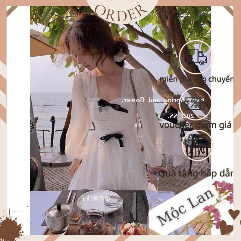 SẴNĐầm trắng xoè tầng voan ulzzang tiểu thư đính nơ công chúa xinh dự tiệc prom/Váy bánh bèo tay bồng vintage retro | BigBuy360 - bigbuy360.vn