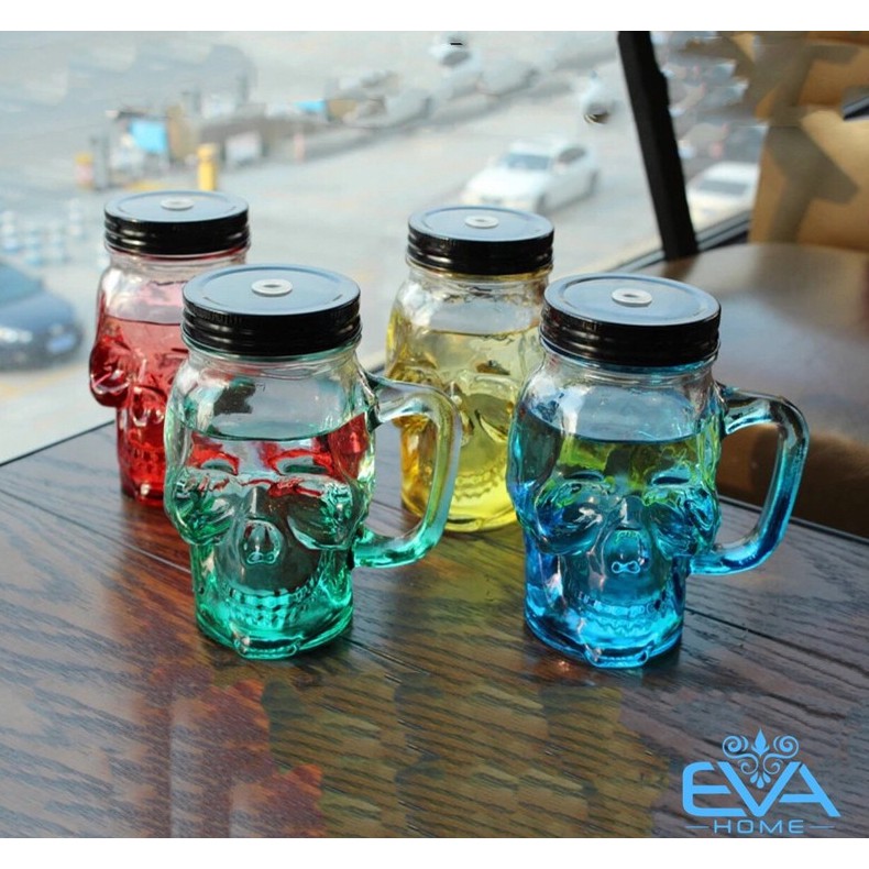 Ly Thuỷ Tinh Có Quai Hình Đầu Lâu 450 Ml