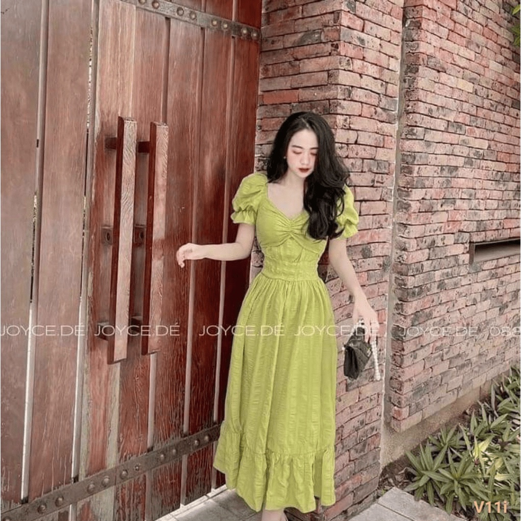 Đầm Xốp Nhăn Dáng Suông Nhún Ngực Cực XInh