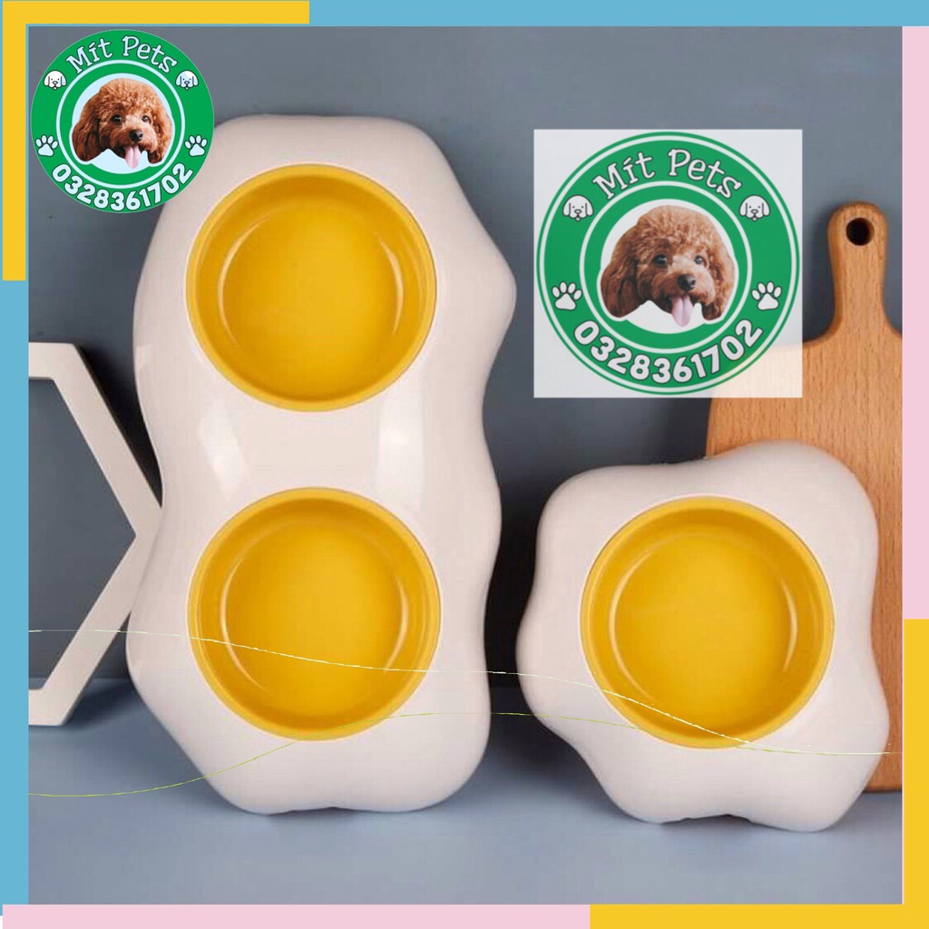 Bát ăn nhựa cứng cao cấp hình trứng cho chó mèo