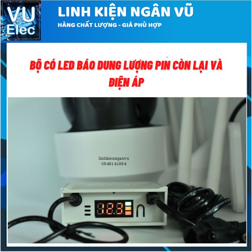 Bộ lưu điện DUNG LƯỢNG CAO 7800mAh Wifi Camera - UPS 12V/9V/ 5V(chạy wifi được 4-12 giờ) kèm Nguồn bảo hành 3 tháng