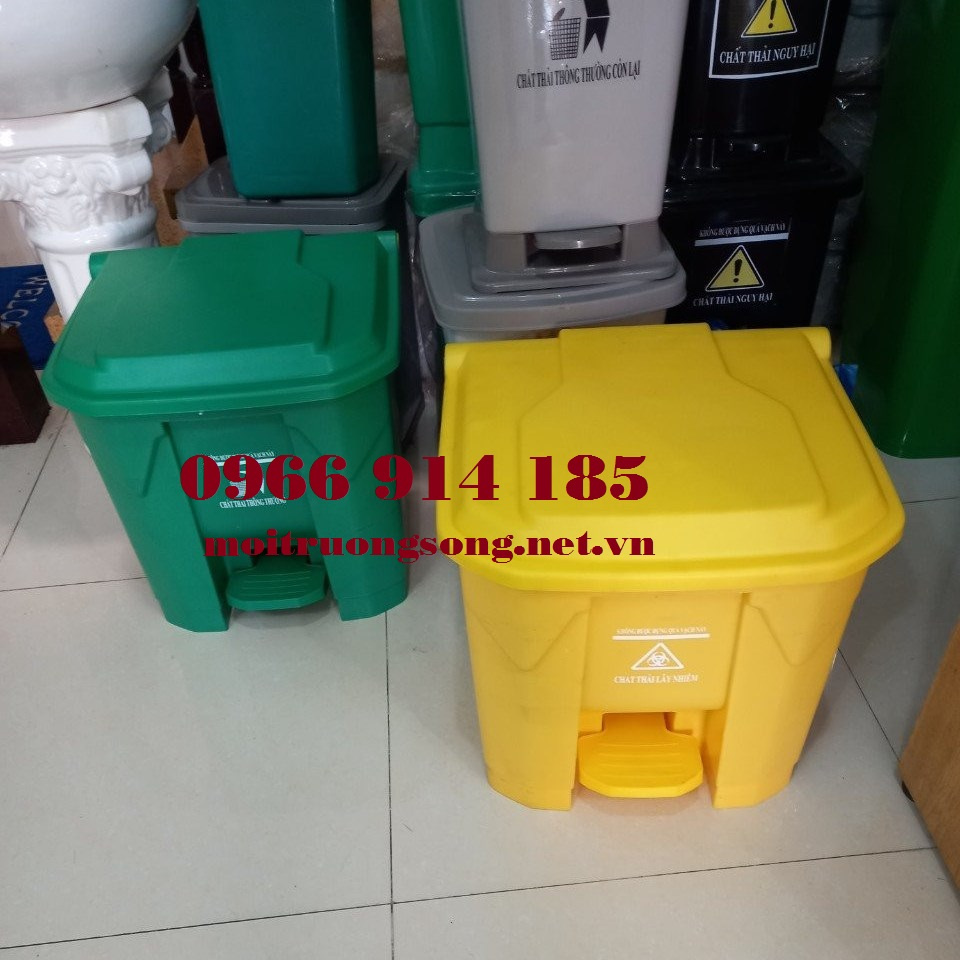 Thùng rác y tế 30 lít - thùng rắc y tế màu vàng