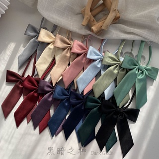 Cà vạt nơ đeo cổ áo sơ mi tay dài hai lớp màu trơn dành cho nữ