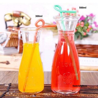 BỘ LY EO CHỮ LOVE - LY THỦY TINH ĐỰNG SINH TỐ, TRÀ SỮA