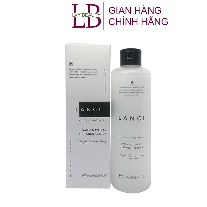 Sữa Tẩy Trang Lanci Daily Natural Cleansing Milk 300ml Hàn Quốc Làm Sạch Lớp Trang Điểm Lâu Trôi, Cấp Ẩm - Lvy Beauty