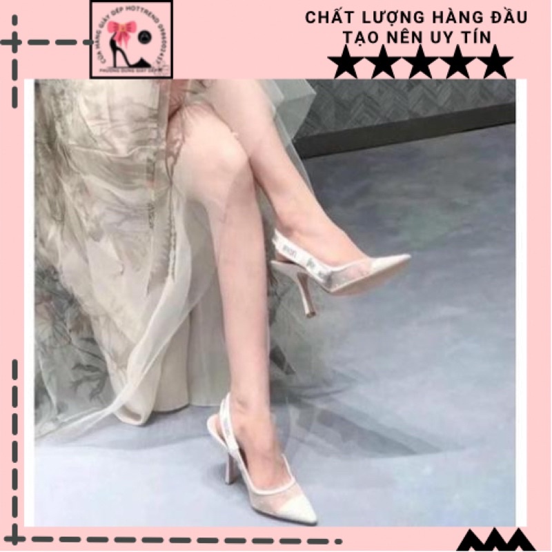 Sandal cao gót lưới bi trắng fullbox, bill, túi giấy 1688-9