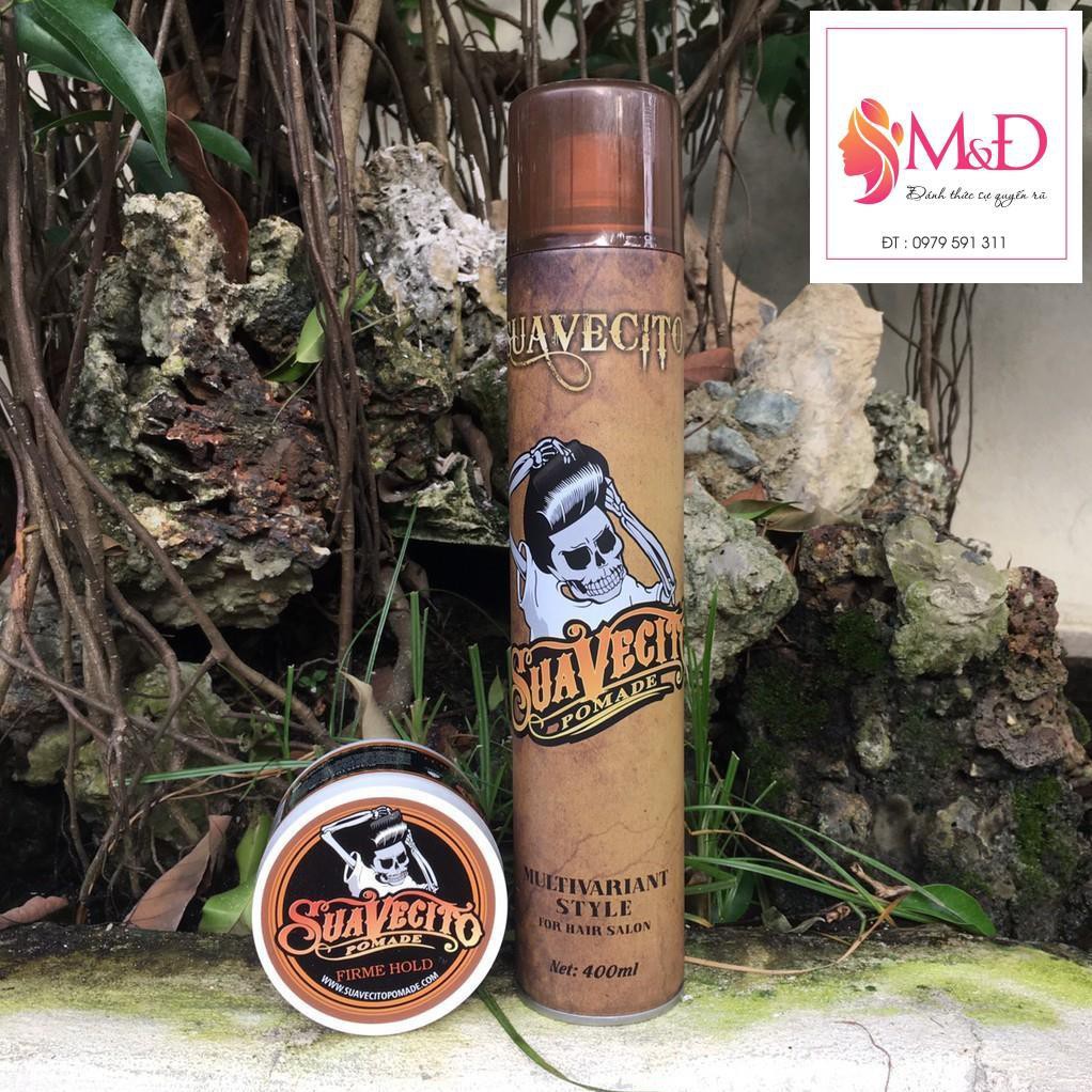 COMBO Sáp Vuốt Tóc Suavecito + GôM XỊT TÓC GIỮ NẾP TÓC CỨNG SUAVECITO 400ML