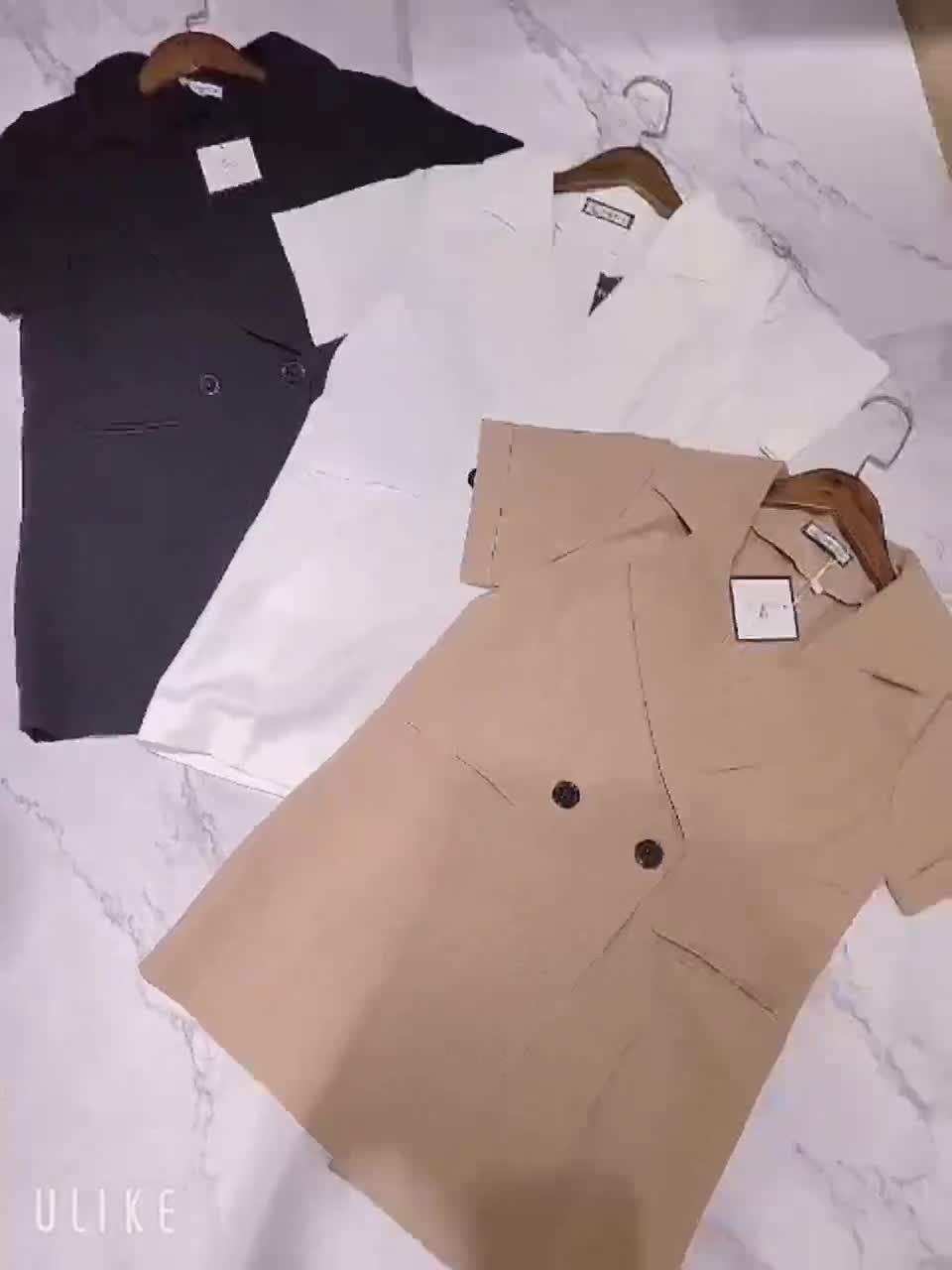 Áo vest-blazer dáng suông ngắn tay mặc mùa hè có đệm vai | BigBuy360 - bigbuy360.vn