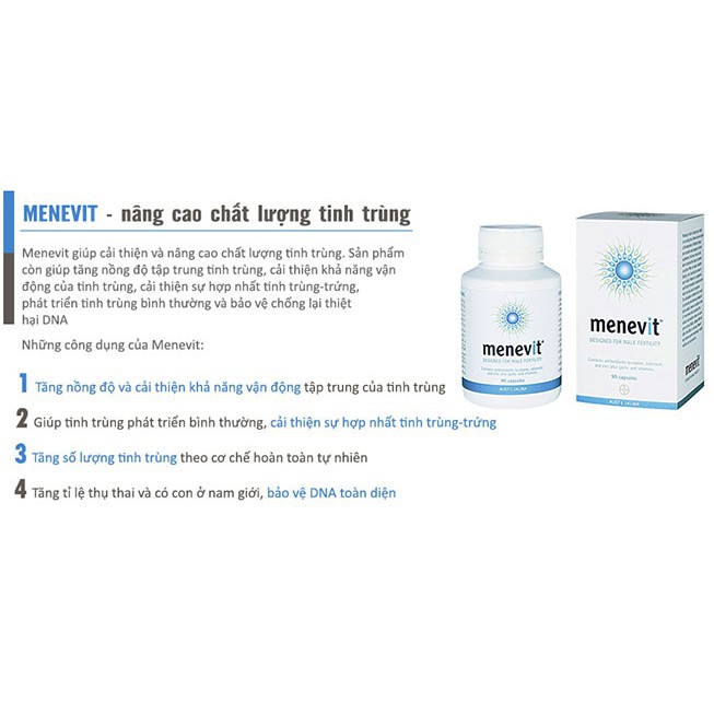 Viên uống Menevit nâng cao chất lượng tinh trùng 90 viên của Úc