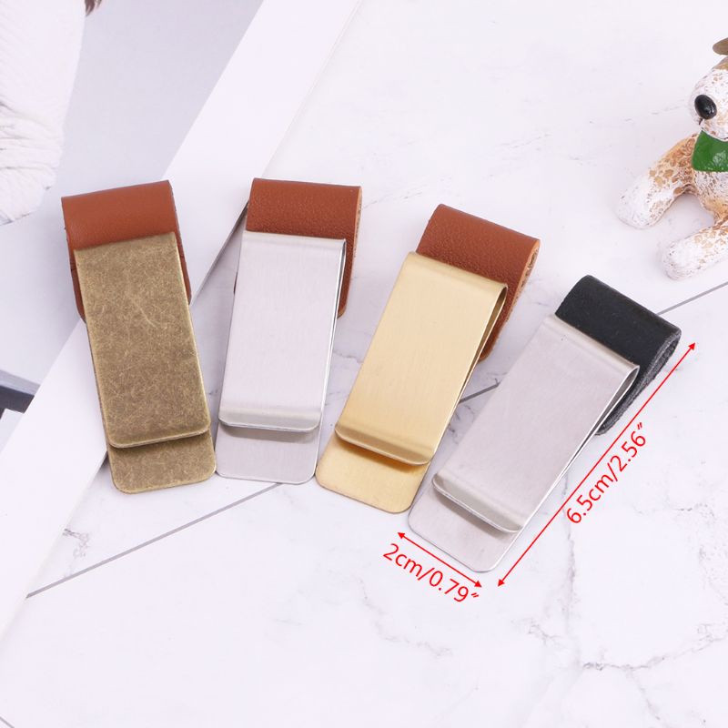 Kẹp Giữ Bút / Giấy / Sổ Ghi Chép Bằng Da Handmade Bằng Thép Không Gỉ