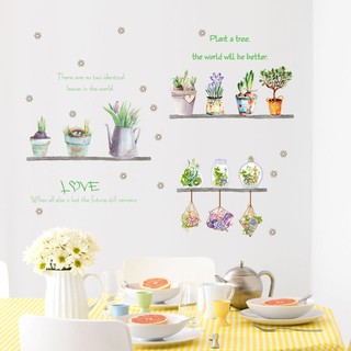 Decal dán tường chậu hoa trang trí