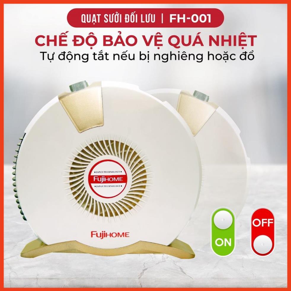 Quạt sưởi ấm Fujihome FH001 công nghệ Nhật Bản, máy sưởi điện mini cầm tay không đốt oxy, không khô da cho bé