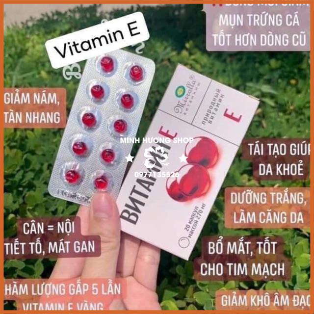 Vitamin E đỏ hàng Nga 1 vỉ 12viên